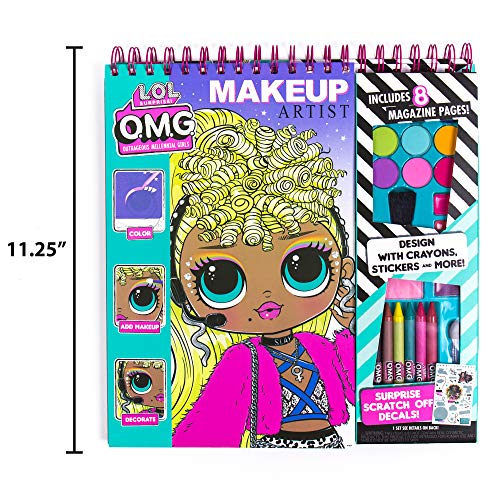 Horizon Group USA LOL OMG Make-Up Artist Magazine DIY Craft Kit, Design with Crayons, Stickers & More.Create Fashionable Looks Using Over 130 Stencil L.O.L. Surprise!