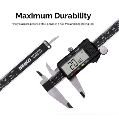 NEIKO 01407A Electronic Digital Caliper | 0-6 Inches | Stainless Steel Construction with Large LCD Screen | Quick Change Button for - WoodArtSupply