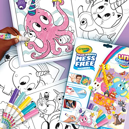Crayola Color Wonder Unicreatures, Unicorn Mess Free Coloring Pages & Markers, Gift for Kids, Ages 3, 4, 5, 6, Crayola