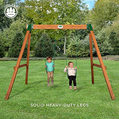 Backyard Discovery Durango All Cedar Classic Swing Set, 2 Pinch Free Belt Swings, Easy Assembly, Durable, Water Resistant, Steel Corner Supports, 2 - WoodArtSupply