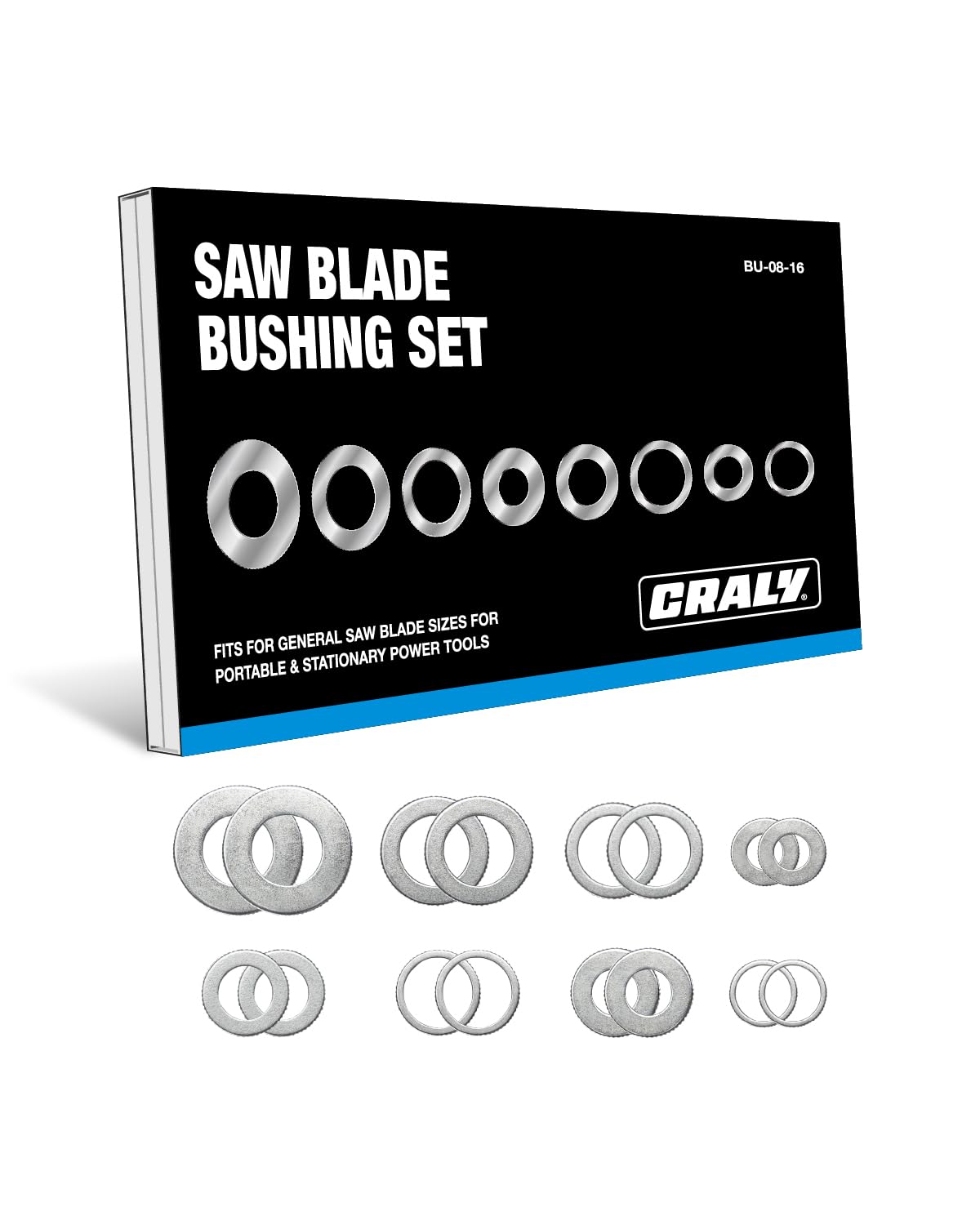 CRALY Saw Blade Bushing Set, Arbor Adapter Kit, Reduction Ring Combo, 30mm-5/8'', 20mm-5/8'', 7/8''-5/8'', 20mm-1/2'', 1''-5/8'', 20mm-10mm, CRALY