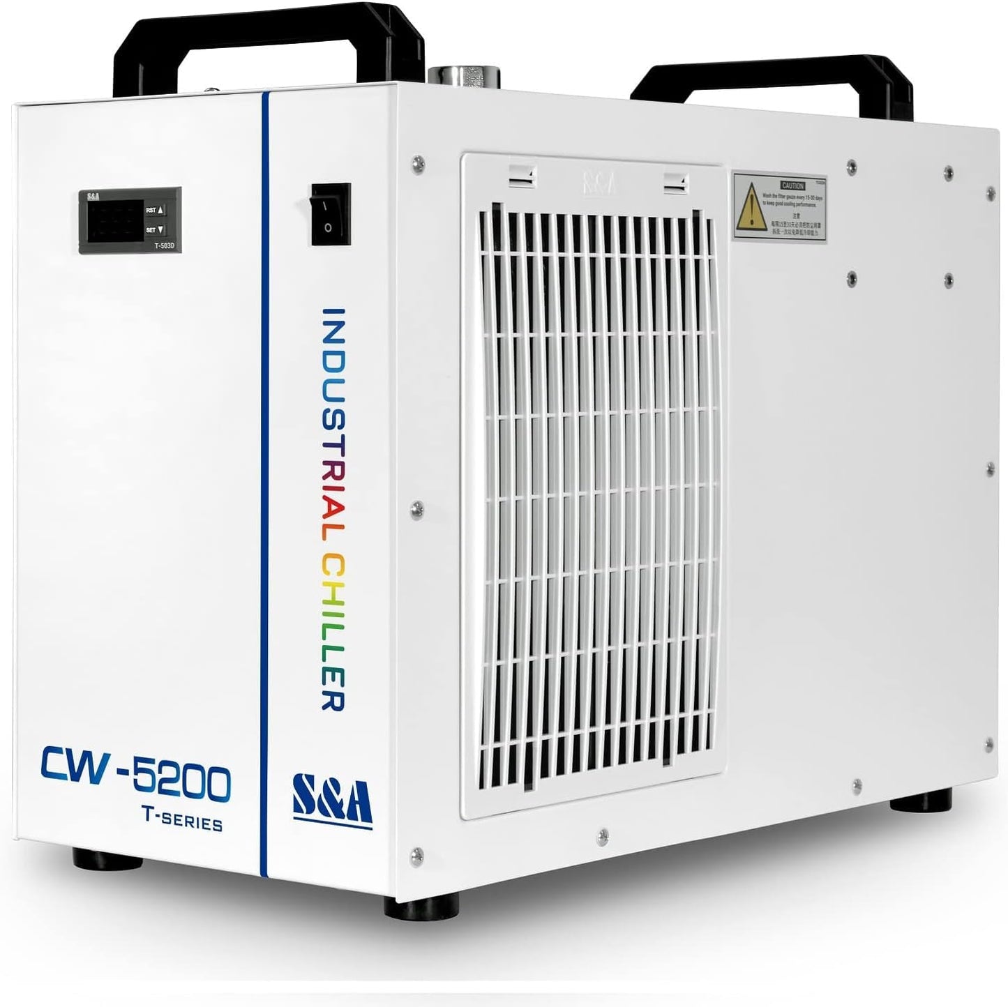 7L Industrial Chiller CW-5200DH 0.9HP 3.43gpm Water Cooling System, CO2 Laser Engraving and Cutting Machine, Cooling Capacity 5699 BTU/Hour Suitable - WoodArtSupply