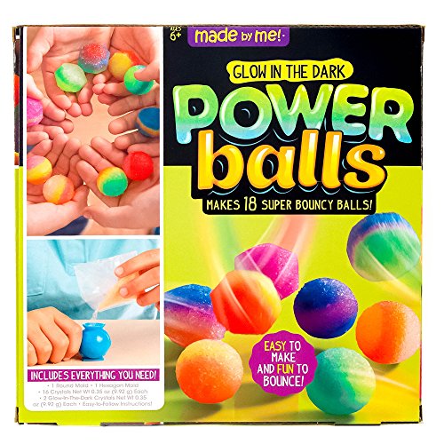 Made By Me Glow The Dark Powerballs by Horizon Group USA, DIY STEM Kit. Make 18 Bouncy Crystal Power Balls, Molds and Instructions Made By Me
