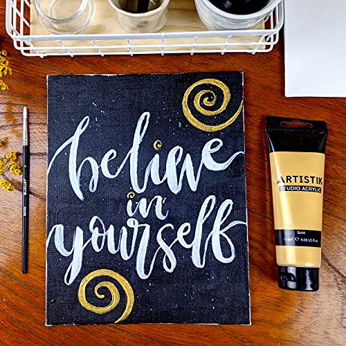 Gold Acrylic Color Paint Tubes - Set of 2-120ml Professional Grade Metallic Paints for Canvas Paper Wood and Other Surfaces Vivid Non-Toxic Paint for ARTISTIK