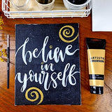 Gold Acrylic Color Paint Tubes - Set of 2-120ml Professional Grade Metallic Paints for Canvas Paper Wood and Other Surfaces Vivid Non-Toxic Paint for ARTISTIK