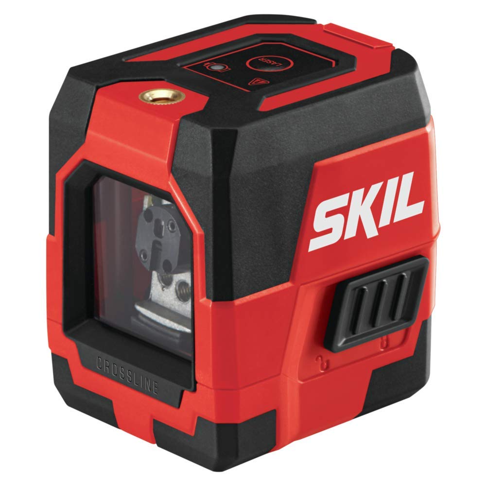 SKIL 50ft. Red Self-Leveling Cross Line Laser Level with Horizontal and Vertical Lines, Rechargeable Lithium Battery with USB Charging Port, Clamp & Skil