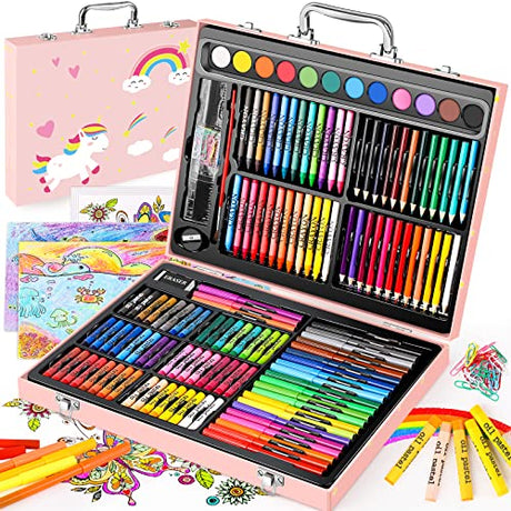 Soucolor Arts and Crafts Supplies, 183-Pack Drawing Painting Set for Kids Girls Boys Teens, Coloring Art Kit Gift Case: Crayons, Oil Pastels, Soucolor