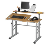 Safco Split-Level Drafting Table Height Adjustable Sit-to-Stand, 29.5" to 37.5", Medium Oak Safco