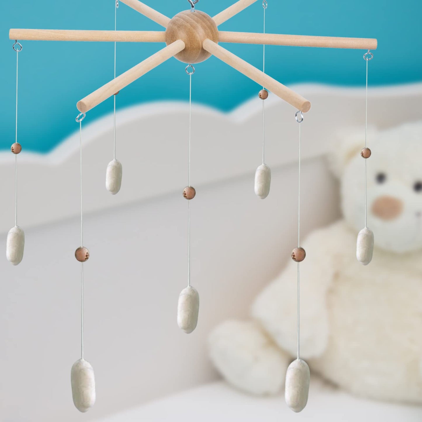 Yimisya Wooden Mobile Frame Kit Natural Wood Bed Bell Wind Chimes Baby Crib Hanger Frame Baby Bedroom Ceiling Mobiles Toy Decoration Newborn Gift - WoodArtSupply