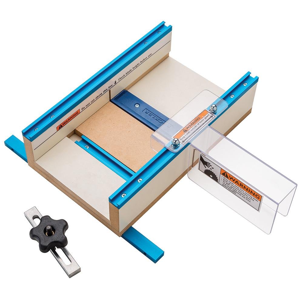 Table Saw Small Parts Crosscut Sled - Table Saw Sled Kit Includes Blade Guard, Miter Track Stop – 900 Angle Small Moldings Crosscut Saw - Table Saw ROCKLER