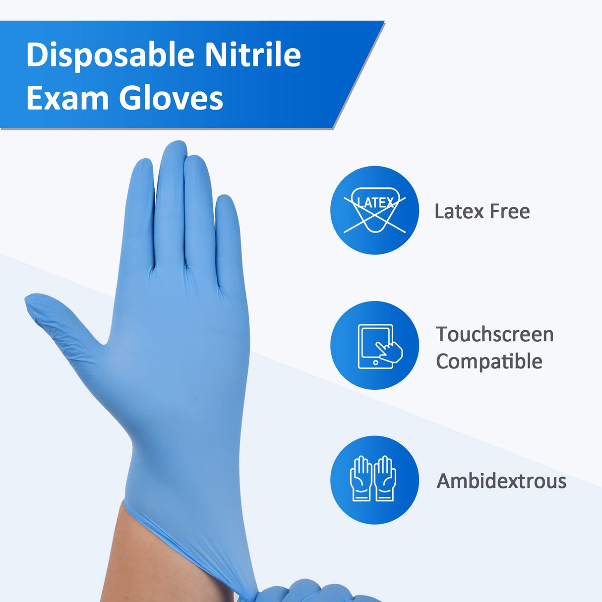 Schneider Nitrile Exam Gloves, 4mil, Blue, Large 100-ct Box, Disposable Latex / Powder-Free, Food Safe Rubber Medical / Cleaning Gloves for Cooking & Schneider