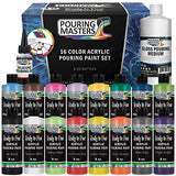 U.S. Art Supply Pouring Masters 16-Color Ready to Pour Acrylic Pouring Paint Set with Silicone Oil & Gloss Medium - Premium Pre-Mixed High Flow U.S. Art Supply