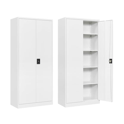 Anxxsu Metal Storage Cabinet with 2 Doors and 4 Adjustable Shelves, 71" Steel Garage Storage Cabinet, Locking Tool Cabinets for Office,