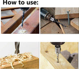 Rocaris 23-Pack Woodworking Chamfer Drilling Tool, 6pcs 1/4" Hex 5 Flute 90 Degree Countersink Drill Bits, 7pcs Three Pointed with L-Wrench, 8PCS Rocaris