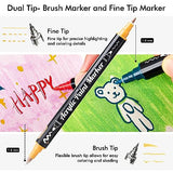 28 Metallic Colors Dual Tip Acrylic Paint Markers, Brush Tip and Fine Tip Acrylic Paint Pens for Rock Painting, Ceramic, Wood, Canvas, Plastic, Shuttle Art