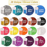 LEOBRO Glitter, 18 Pack Fine Glitter, Craft Glitter Powder Shake Jar, Multi Assorted Set Extra Fine Glitter for Resin Art Crafts Tumbler Scrapbook LEOBRO