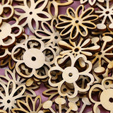 Sewroro 50pcs Unfinished Wooden Flower Cutouts Hollow Flower Wood Chip for DIY Crafts Wedding Christmas Decoration Sewroro