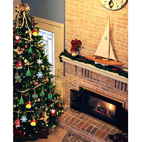 Hidreas 50 Pcs DIY Wooden Ornaments Christmas Wooden Ornaments Making Kit Christmas Crafts with Wax Rope and Rhinestone Stickers for Christmas Hidreas