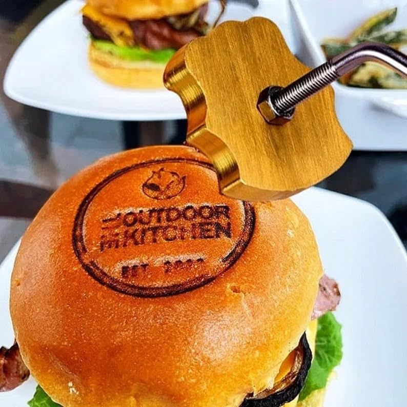 Customizable Brass Branding Iron for Burger Buns and Food Art TPFOON