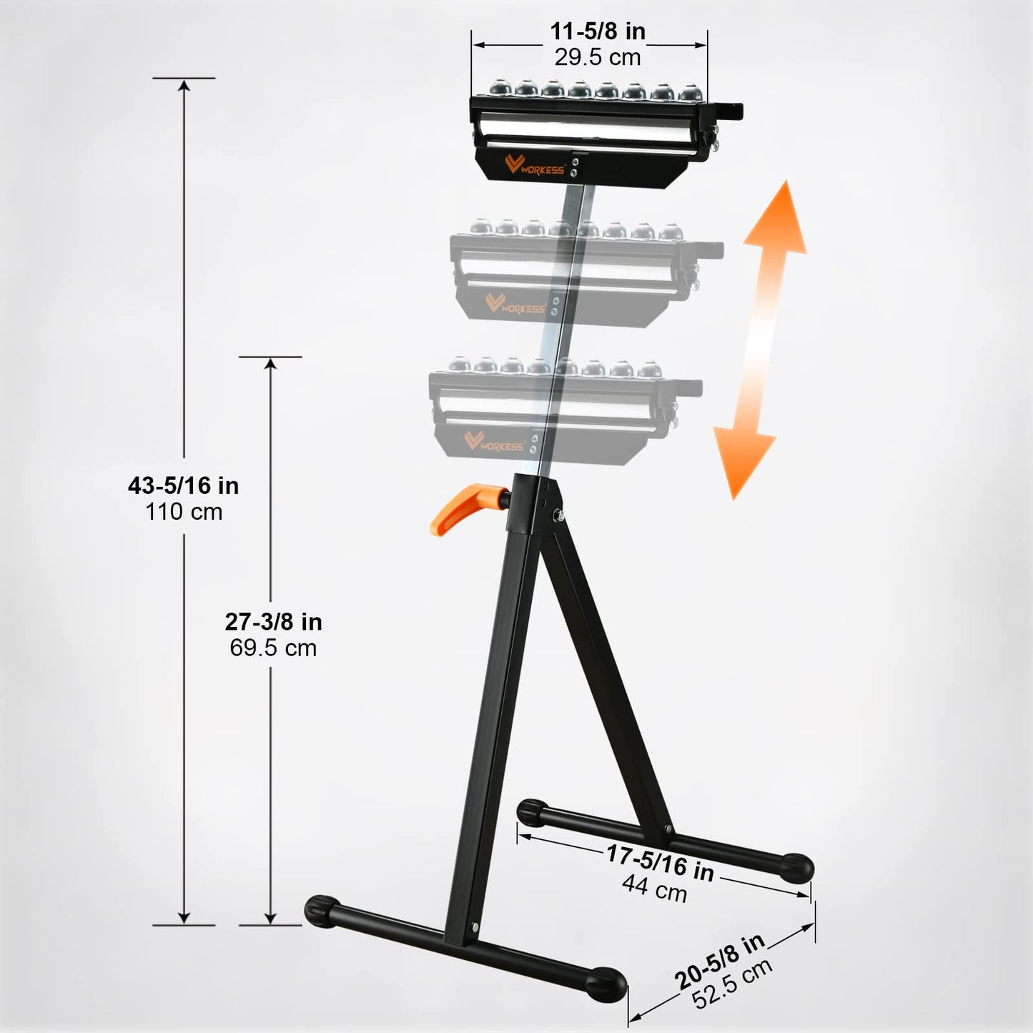 WORKESS 3 in 1 Roller Stand for Woodworking, Stable 132 Lbs Load Capacity Outfeed Roller Stand Adjustable Height 27”- 43”, Folds Easily for Portable - WoodArtSupply