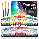 Shuttle Art Watercolor Paint Set, 36 Colors Watercolor Paint in Tubes (12ml Each) with 3 Brushes, Rich Pigment, Easy to Blend, Perfect for Kids, Shuttle Art