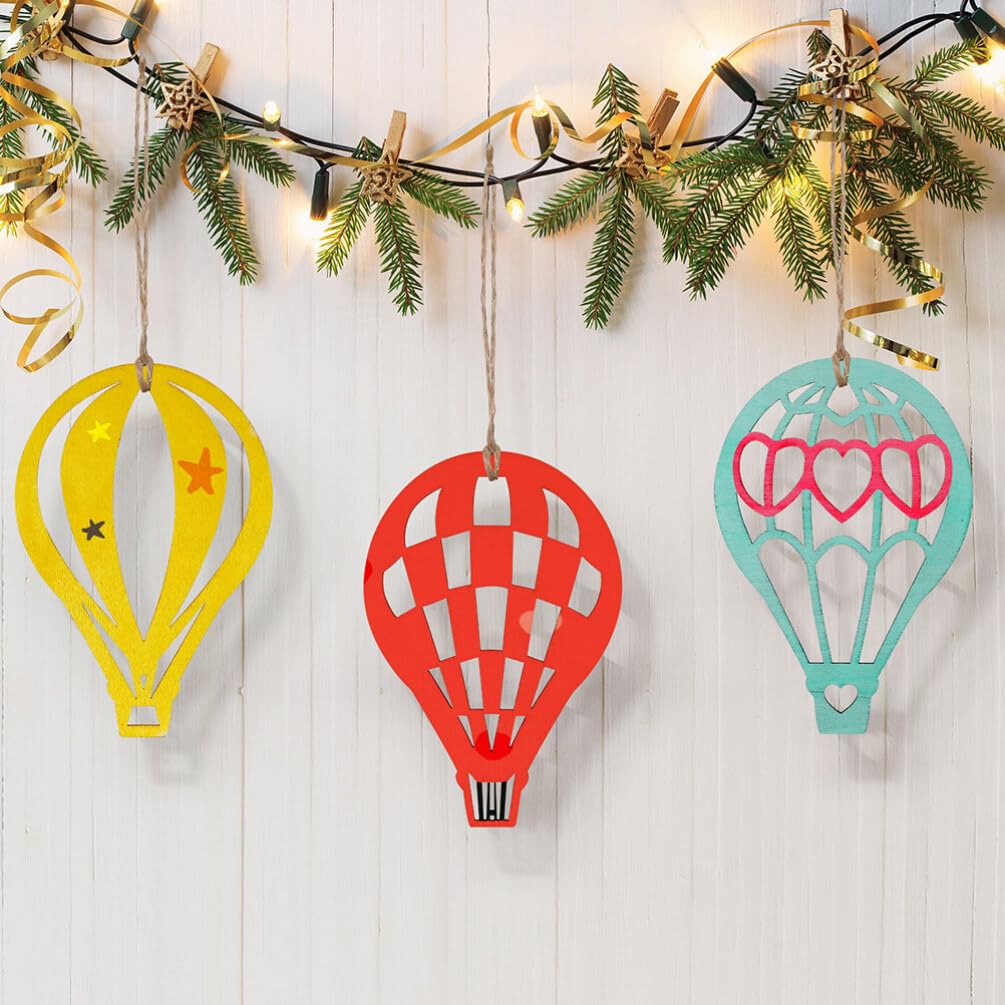 VOSAREA 10 Set Decor Wood Cutouts for Crafts Unfinished Wood Ornaments Hot Air Balloon Wood Discs Hot Air Balloon Wood Slices Wood Hot Air Balloon VOSAREA