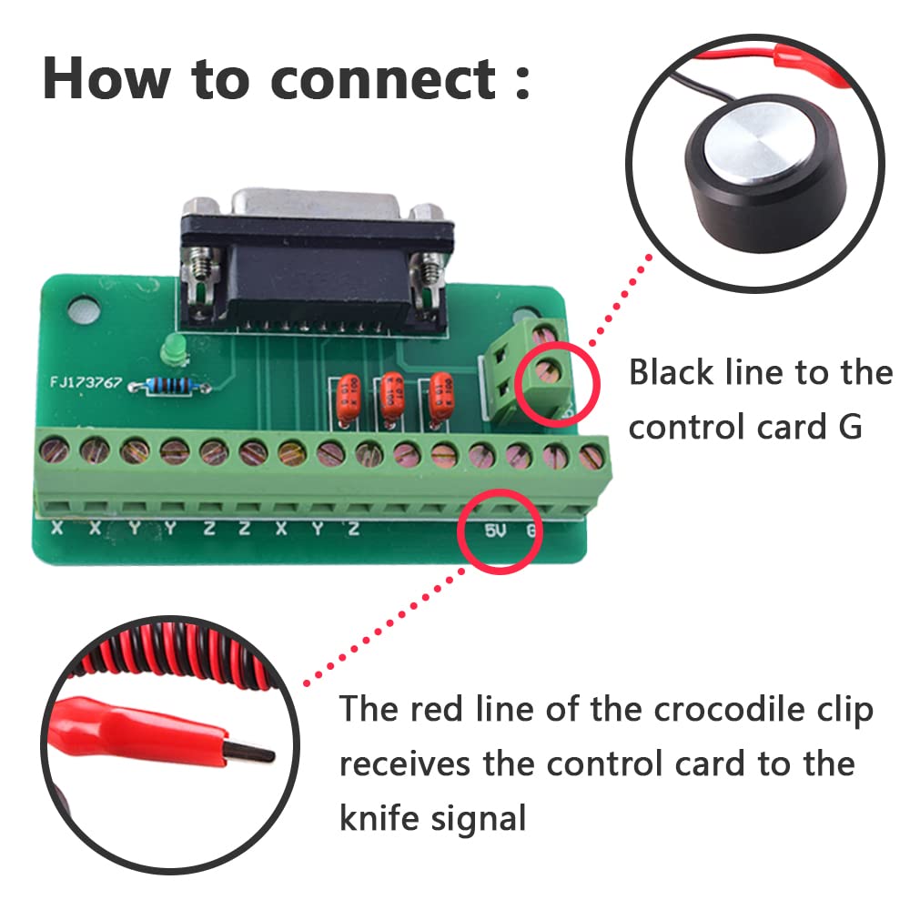 DKARDU CNC Router Z-Axis Tool Setting Touch Probe Block Milling CNC Router Mill Zero Check Touch Plate for CNC Engraving Machines, with Wire End Caps DKARDU