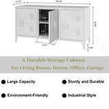MIOCASA TV Stand Metal TV Table with Storage Steel 3 Door Locker Cabinet for Living Room (White) MIOCASA