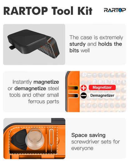 RARTOP Precision Screwdriver Set, 130 in 1 with 120 bits Repair Tool Kit, Magnetic Screwdriver Set with mini built-in box for Electronics iPhone