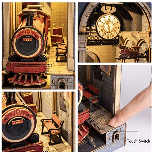 Rolife DIY Book Nook Kit 3D Wooden Puzzle, Bookshelf Insert Decor with LED DIY Bookend Diorama Miniature Kit Crafts Hobbies Gifts for Adults/Teens Rolife