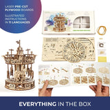 UGEARS Carousel Wooden Mechanical 3D Model Self-Assembling Craft DIY Kit Adult and Teens Puzzle Gift UGEARS