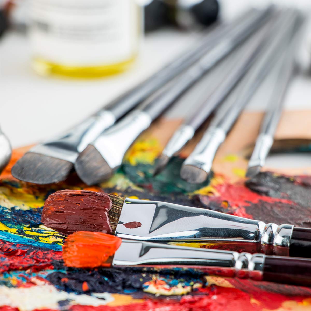 Transon Red Sable Filbert Paint Brushes 6pcs for Watercolor, Acrylic, Oil, Tempera and Gouache Painting TRANSON