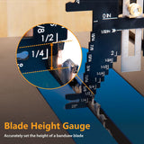 POWERTEC 80023 Universal 5-in-1 Measuring Gauge Woodworking Tool - Drill Point, Chisel Angle, Height, Bit and Depth Gauge for Table Saw Router POWERTEC