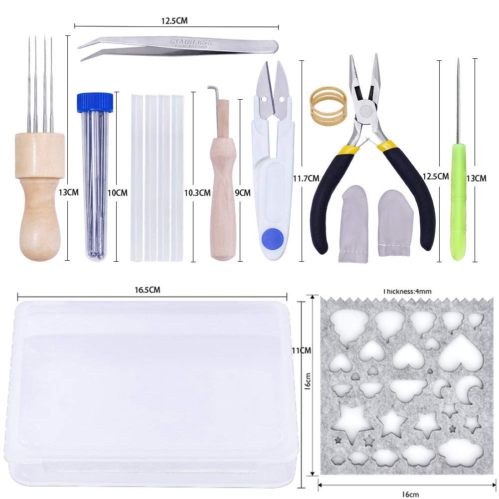 Mayboos Needle Felting Starter Kit,Wool Roving 40 Colors Set, Wool Felt Tools with Instruction Included for Felted Animal Needle Felting Supplies Mayboos