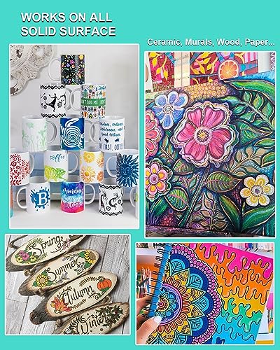 FansArriche Acrylic Paint Markers, 15mm Jumbo Felt Tip, 10 Colored Waterproof and Permanent Paint Pens for Tagging, Signs, Calligraphy, and Outdoor FansArriche
