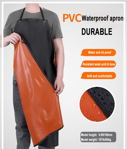 Waterproof Apron Rubber Vinyl, Heavy Duty 43" x 31" Plastic Apron Keeps You Clean and Dry When Dishwashing, Lab Work, Butcher, Dog Grooming, Cleaning - WoodArtSupply