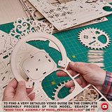 Wood Trick Pendulum Wall Clock Kit Wooden 3D Puzzles for Adults and Kids to Build - 3D Wall Clock Mechanical Model - 42x12 in - Engineering DIY Wood Trick