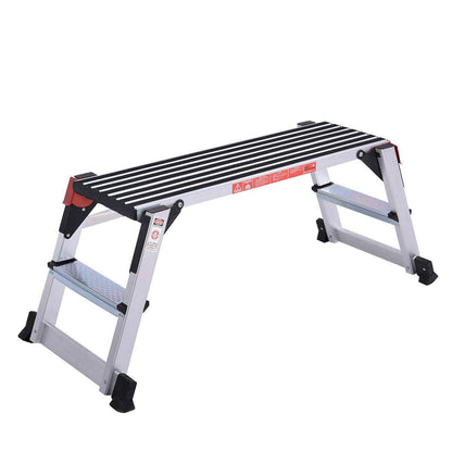 Giantex Aluminum Platform Non-Slip Folding Work Bench Drywall Stool Ladder 330lbs Capacity - WoodArtSupply