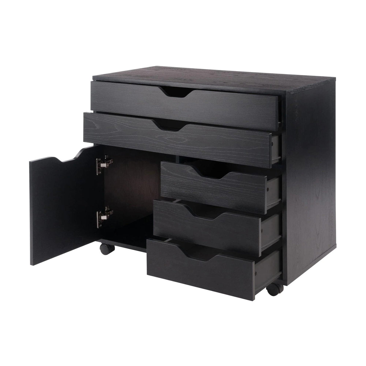 Winsome Wood Halifax Cabinet/Cupboard, 2 Large Drawer with 3 Small Drawer, Black Winsome