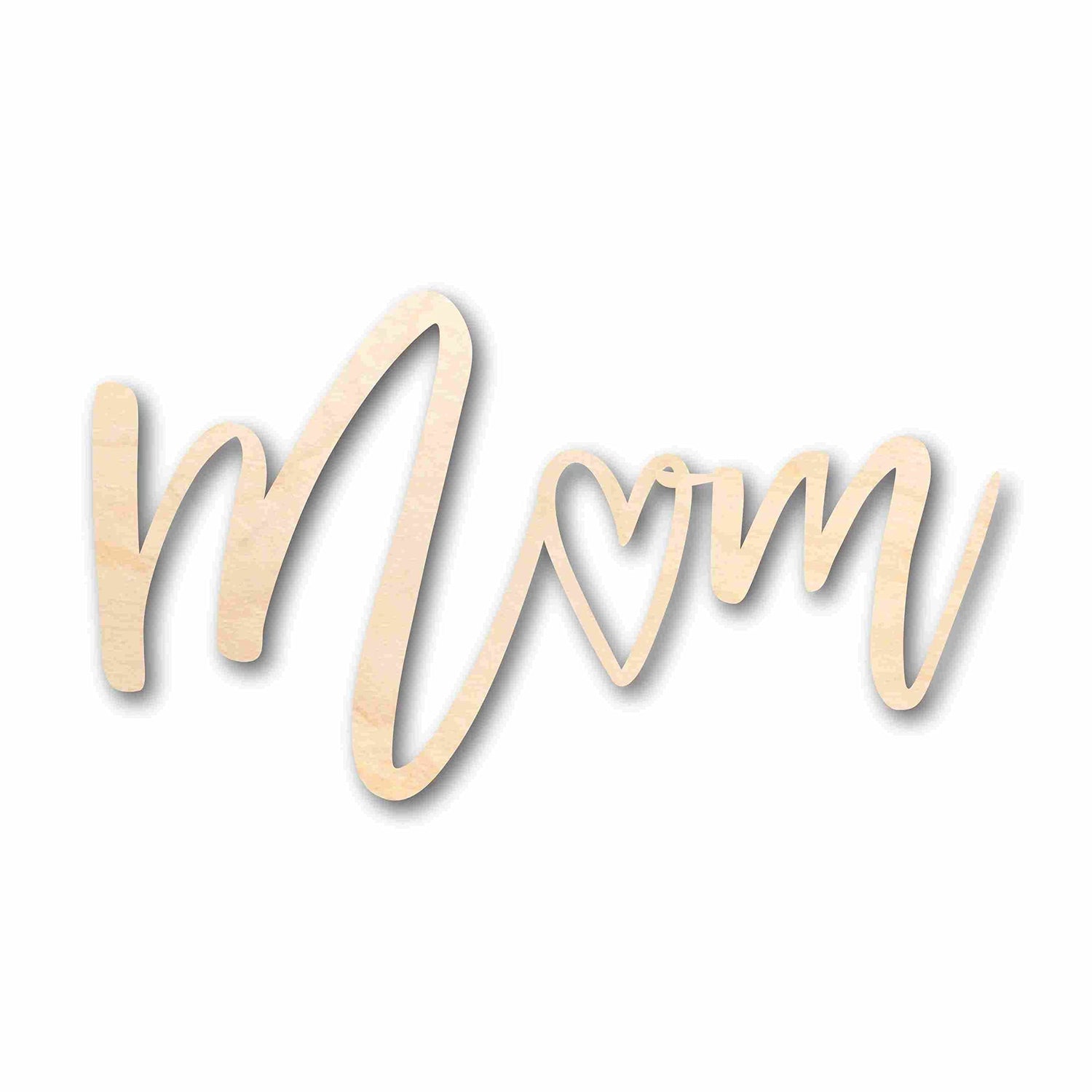 Mother's Day Craft Unfinished Wood Cutout "Mom" Script Font DIY Handmade Gift 5" / 1/8" 24 Hour Crafts