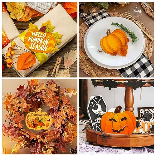 Wooden Pumpkins Ornaments to Paint Halloween Thanksgiving Decoration Cutouts Unfinished 24PCS 3.5 x 3 inches, DIY Blank Unfinished Pumpkin Wood Discs - WoodArtSupply