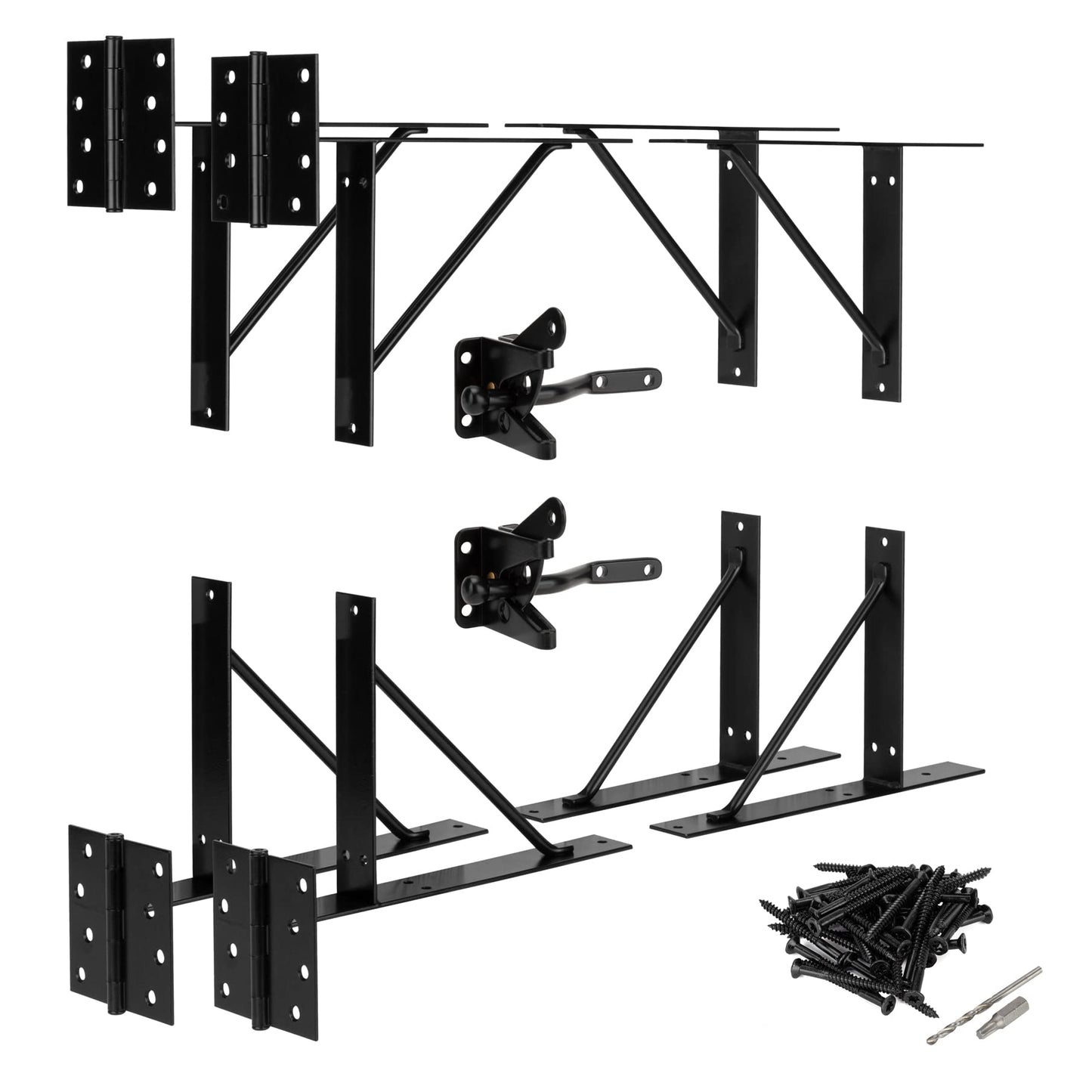 HILLMASTER 2 Sets Gate Corner Brace Bracket Heavy Duty Anti Sag Gate Frame Kit Adjustable Gate Hardware for Wooden Fences, Shed Doors, Driveway - WoodArtSupply