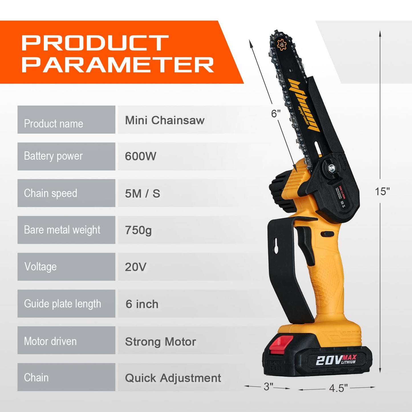 Mini Chainsaw 6-Inch with 2 Battery Mini Electric Chain Saws Cordless Handheld Portable Small Chainsaw for Wood Cutting - WoodArtSupply