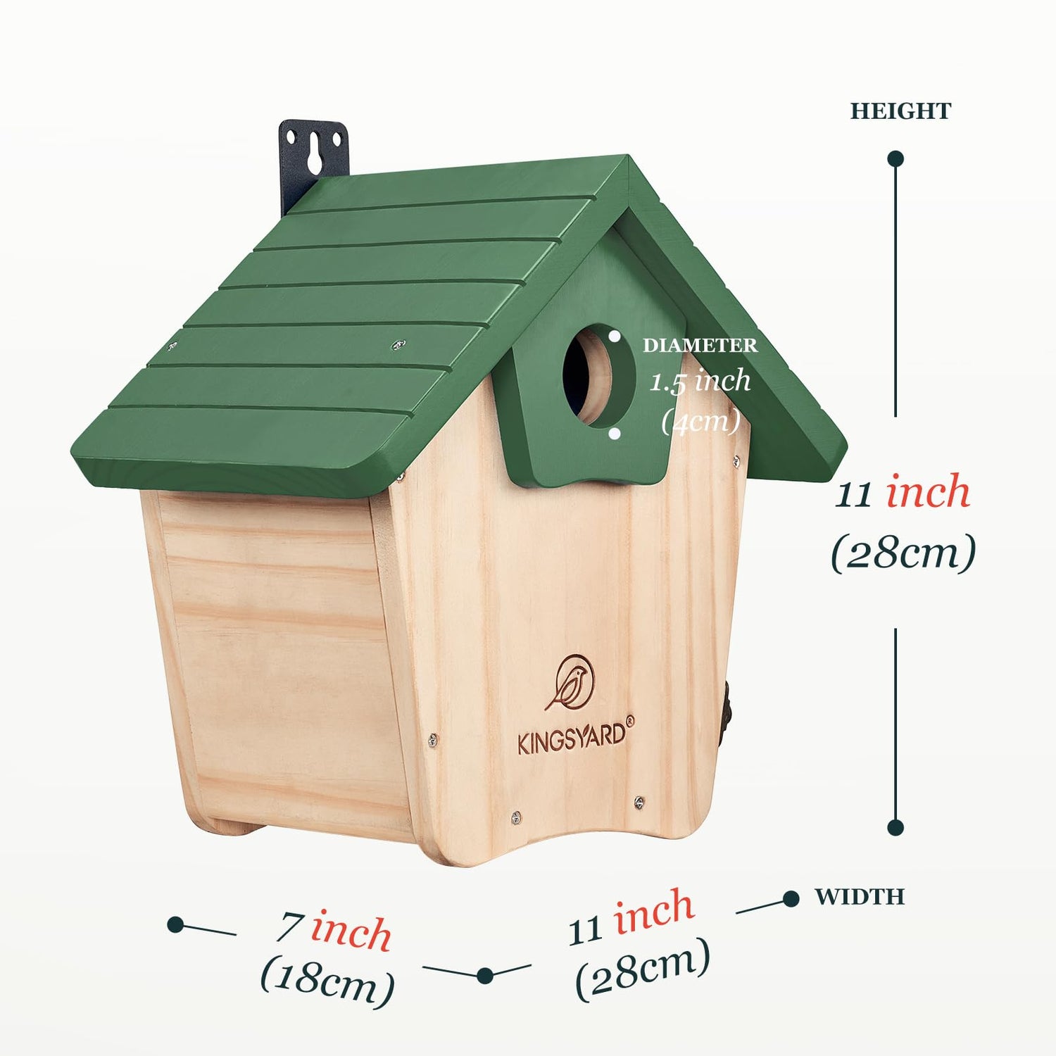 Kingsyard Wooden Bluebird House, Bird House with Predator Guard, Nesting Box Birdhouse for Outside Wild Bird Watching, Green Kingsyard