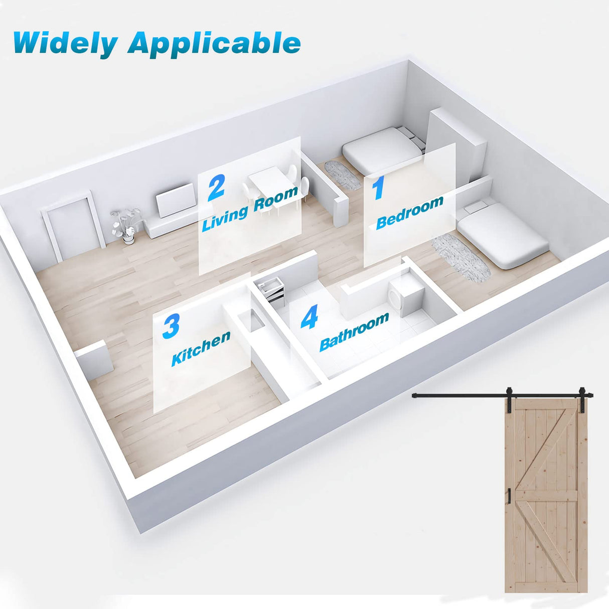 FREDBECK 36in x 84in Wood Barn Door with 6.6FT Barn Door Hardware Kit Included K Shape Solid Spruce Wood Panel Need to Assembly FREDBECK