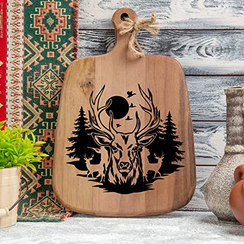 11 Pcs Deer Stencils Forest Mountain Tree Deer Head Stencils for Wood Burning Stencil Template Stencils for Painting on Wood Crafts Home Decors Huahui