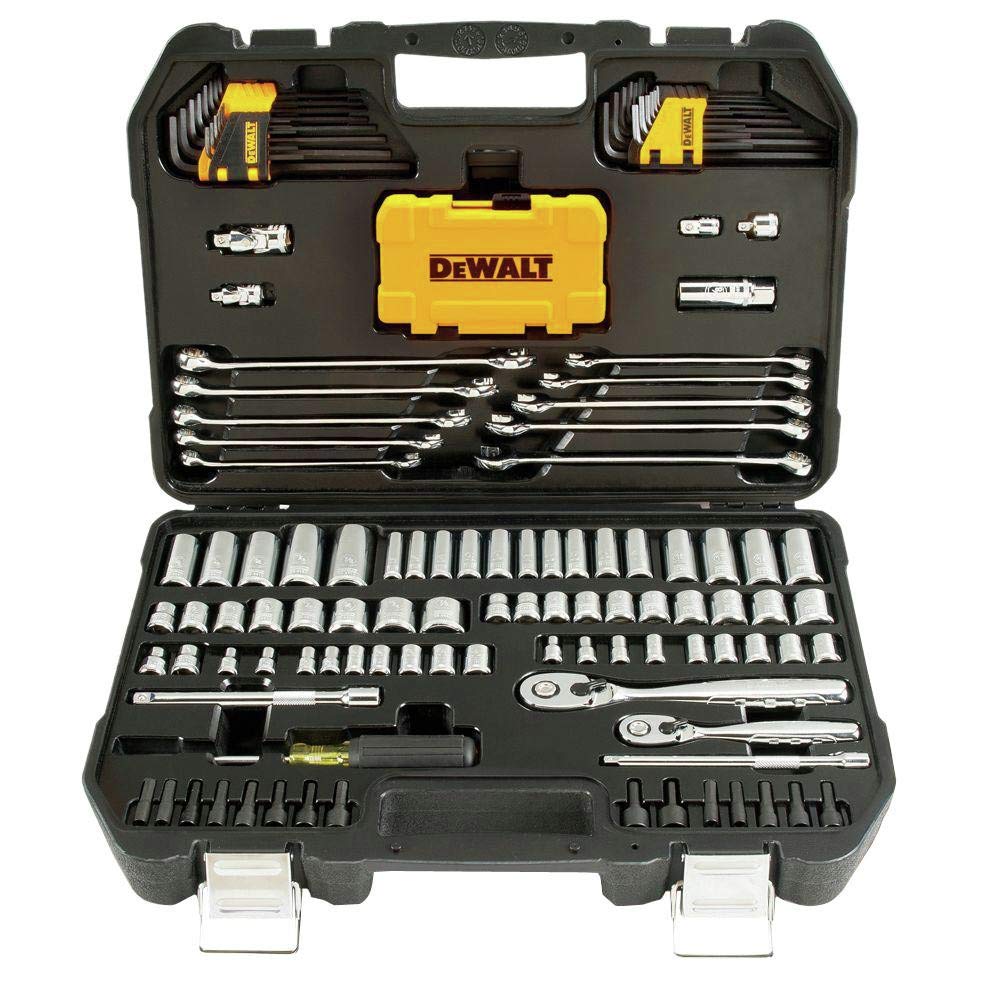 DEWALT Mechanics Tools Kit and Socket Set, 142-Piece, 1/4 & 3/8" Drive, MM/SAE (DWMT73802) DEWALT