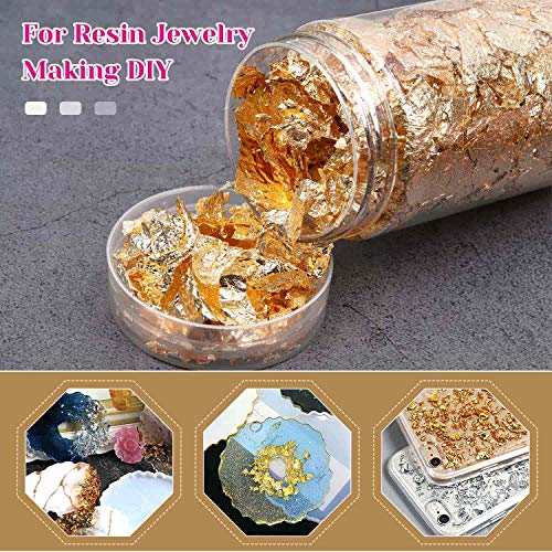 Gold Flakes for Resin, Paxcoo 15 Grams Gold Foil for Nails, Gold Foil Flakes Imitation Gold Leaf for Jewelry Resin, Nails and Jewelry Making - WoodArtSupply