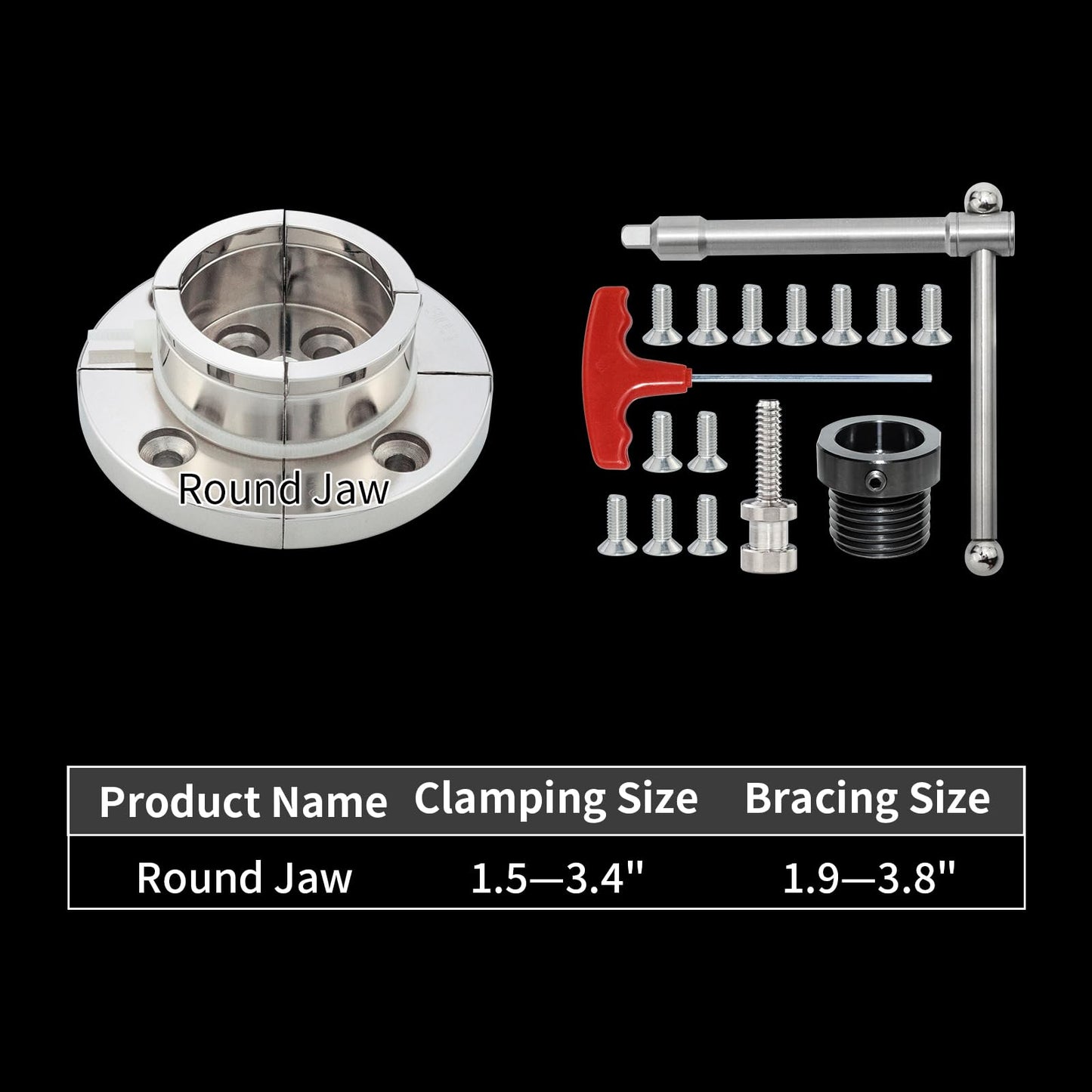 DEEFIINE 4 Inch Wood Lathe Chuck Set 1" x 8TPI Thread & 3/4"x16TPI Adapter, Nickel Plated Self-Centering 4 Jaw Wood Turning Chuck.(1 jaw)