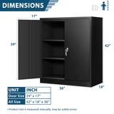 INTERGREAT 42" Metal Storage Cabinet with Locking Doors, Lockable Steel Storage Cabinet with 2 Doors and Shelves, Black Metal Cabinet with Lock, INTERGREAT